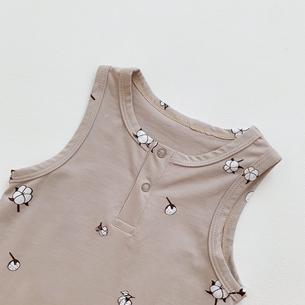 Áo Liền Quần Sát Nách Chất Liệu Cotton Thời Trang Mùa Hè Cho Bé