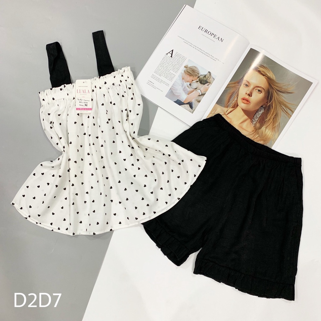 BỘ NGỦ PIJAMA HAI DÂY QUẦN ĐÙI CHẤM BI