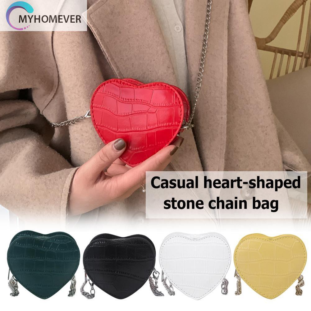 Túi Đeo Chéo Hình Trái Tim Chất Liệu Da Cho Nữ