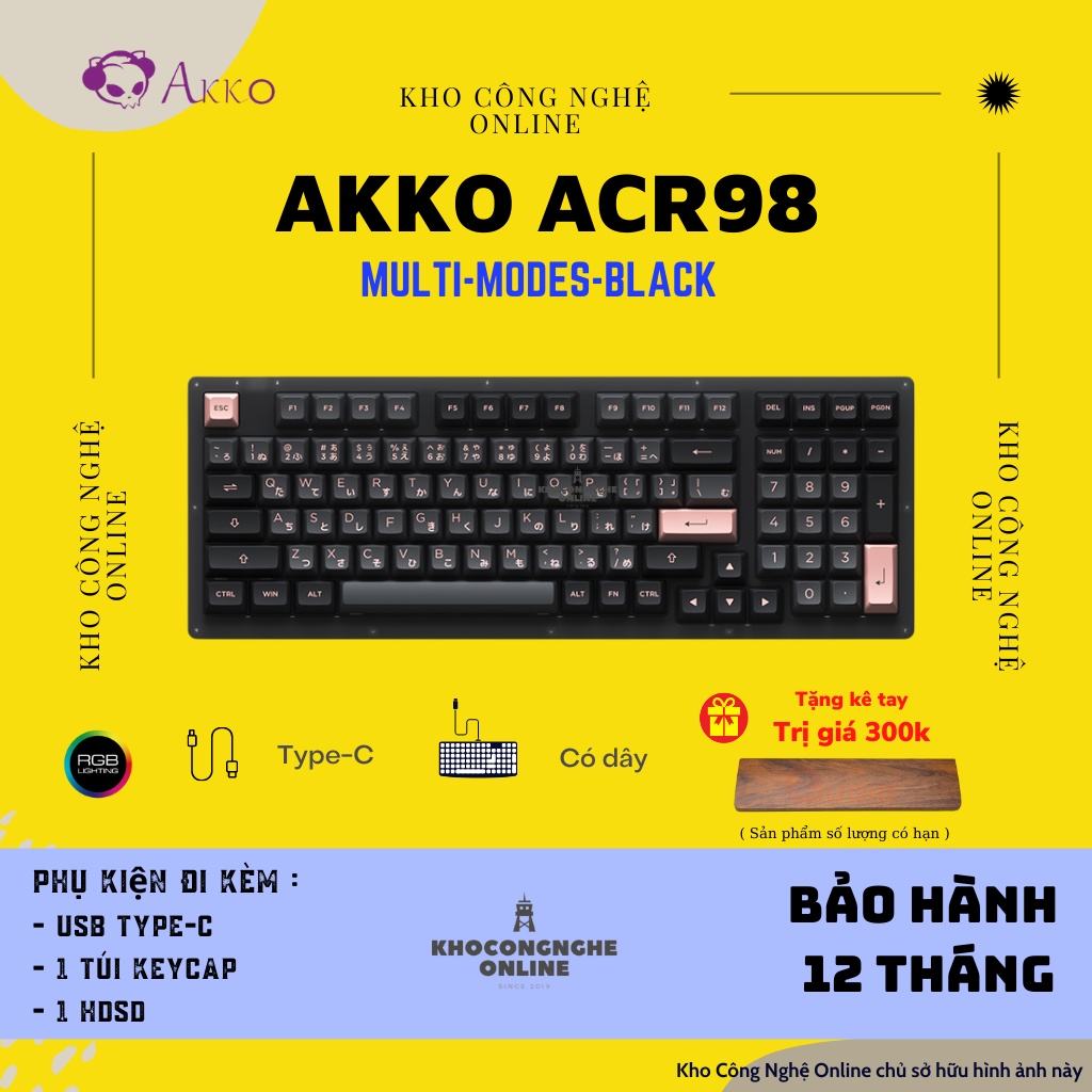 [Mã 33ELSALE hoàn 7% đơn 300K] Bàn phím cơ AKKO ACR98 Black (Hotswap / RGB / AKKO CS sw Jelly Black)