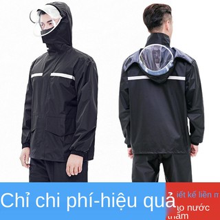 Áo mưa bộ quần mưa, xe đạp điện, máy, dày dặn chống gió đi phượt ngoài trời mũ đôi cho nam và nữ