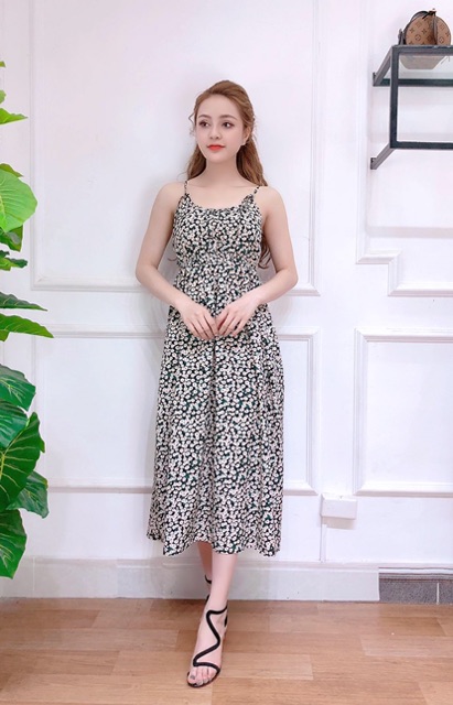 Maxi hoa nhí cúc họa mi ELILUCY may ly ngực buộc dây có thể thay đổi cực đẹp FREESIZE | BigBuy360 - bigbuy360.vn