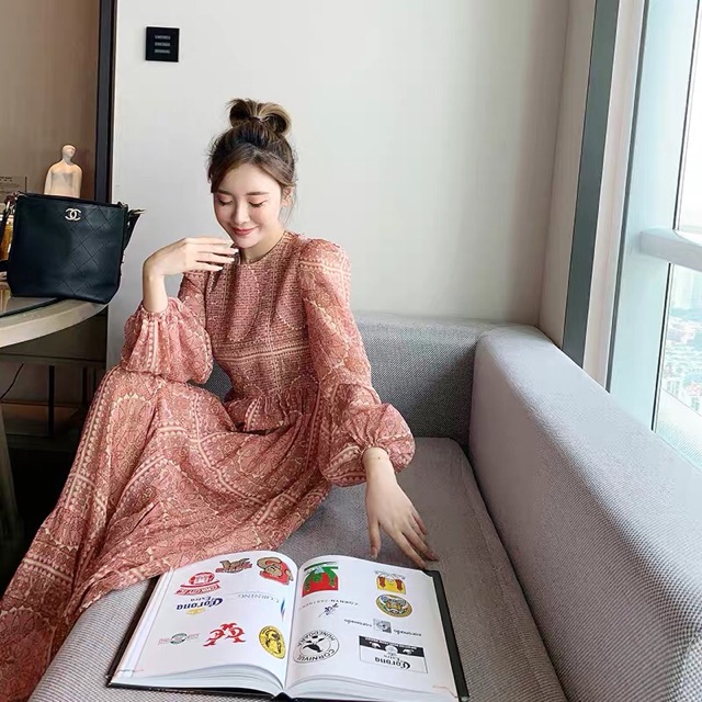Đầm Zara maxi hoạ tiết cổ đển châu Âu sang chảnh - Luumooc
