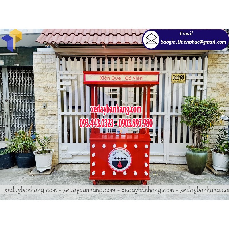 Xe bán cá viên chiên di động giá rẻ bằng gỗ - xedaybanhang.com - ĐT: 0903897980