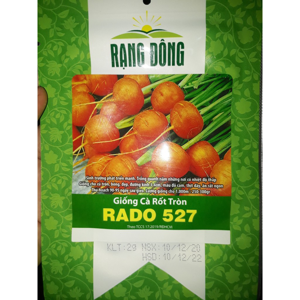 [Seeds] Hạt giống Cà rốt củ tròn Rado, đóng gói 1gr