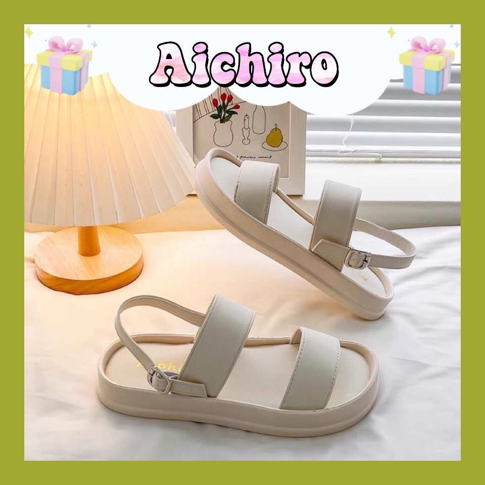 Có sẵn Dép quai hậu 2 quai khóa vuông đế siêu nhẹ cao 3,5cm, sandal nữ đi học bánh mì