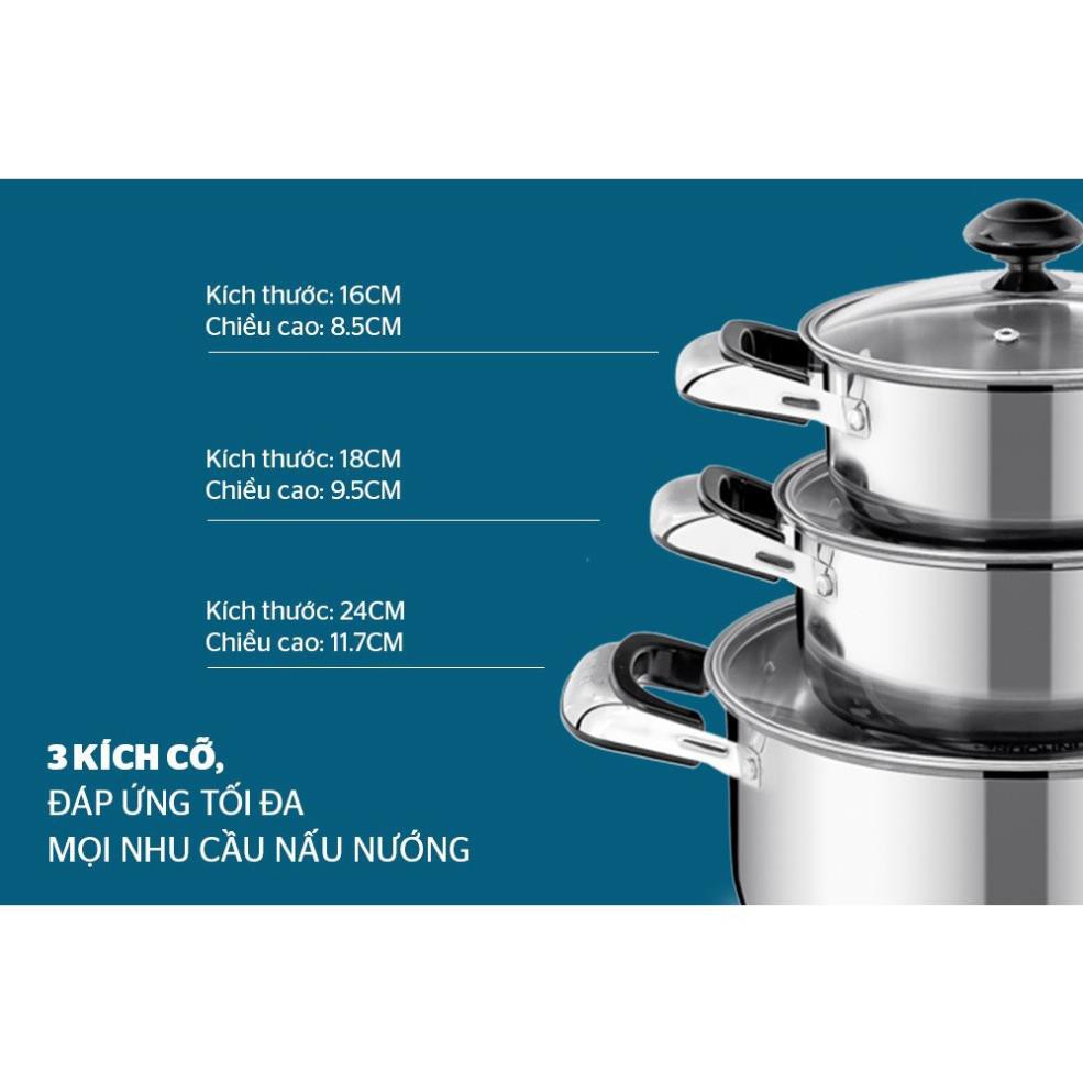 Bộ nồi inox 1 đáy Sunhouse SH365 💘 CHÍNH HÃNG 💘