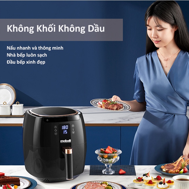 Nồi Chiên Không Dầu 5.8L mobell AF-18-YJ Cảm Ứng Điện Tử Menu Sẵn