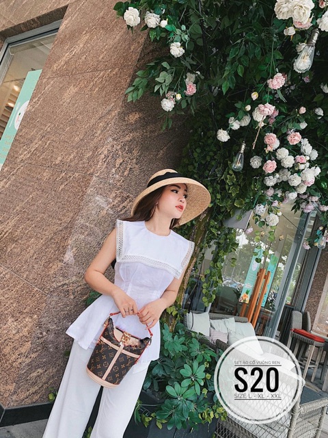 Bigsize Set áo cổ vuông ren S20