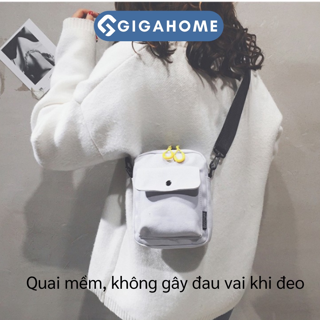Túi Đeo Chéo Mini Vải Canvas Unisex Có Lỗ Thông Tai Nghe GIGAHOME Siêu Hot 7316