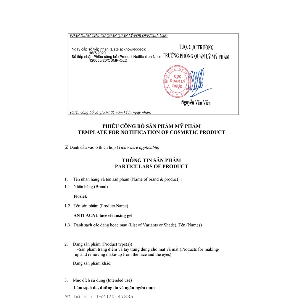 Sữa rửa mặt ngăn ngừa mụn FlosLek Antibacterial Face Cleansing Gel