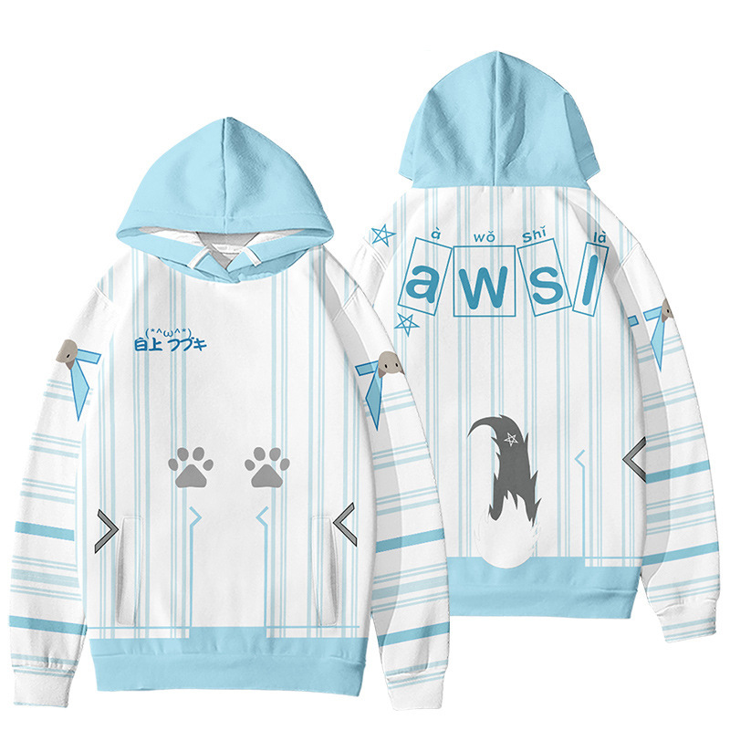 Hololive Vtuber Fubuki Áo Khoác Hoodie Tay Dài Hóa Trang Ookami Mio Cỡ Lớn