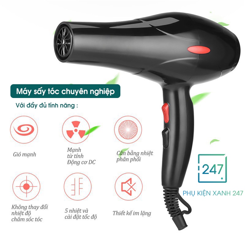 Máy sấy tóc công suất lớn tạo kiểu DELIYA chính hãng, máy khò xấy tóc 2 chiều nóng lạnh 2200w + Tặng phụ kiện