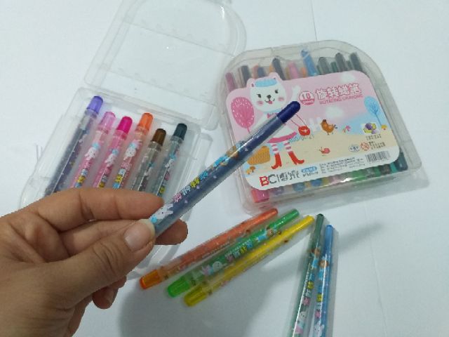 Bút sáp màu vặn 12-18 màu có hộp đựng siêu xinh / sáp vặn