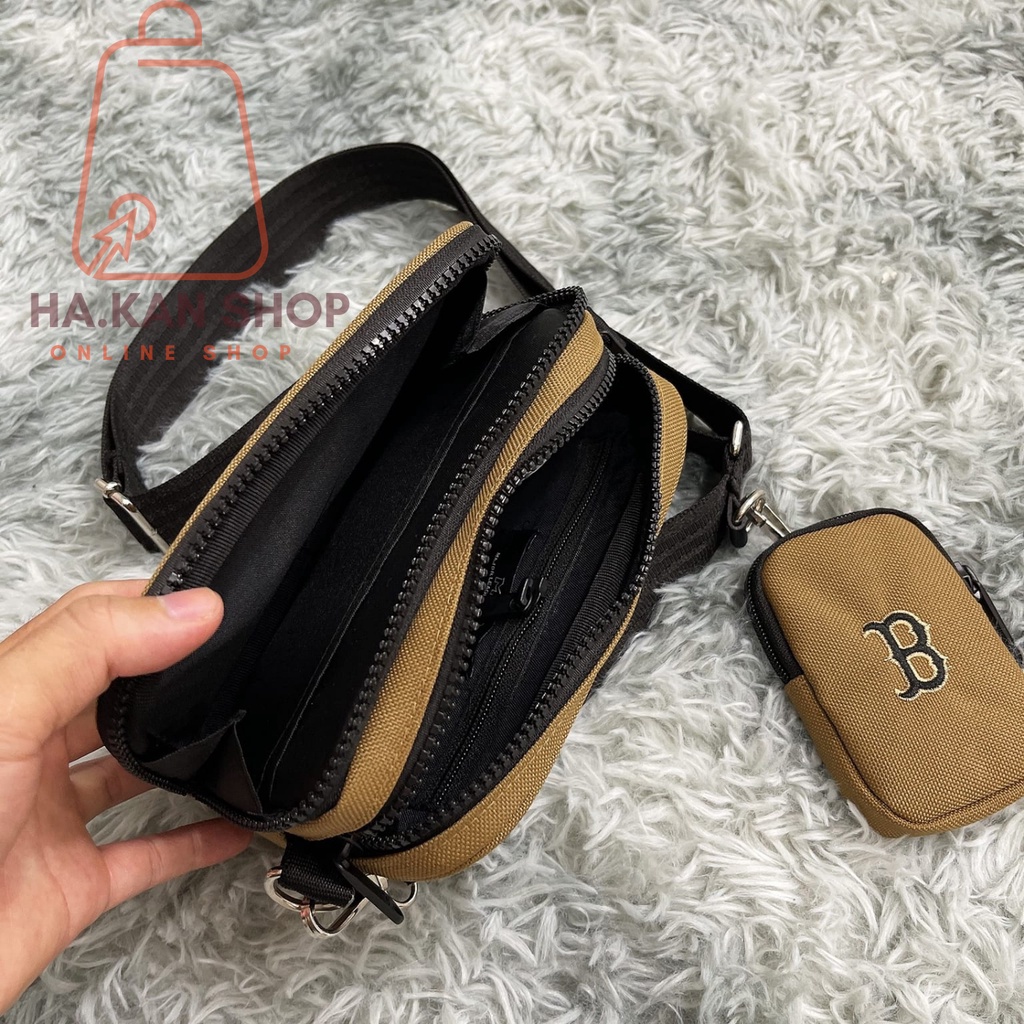 💞Túi Đeo Chéo MLB MONOGRAM JACQUARD MINI CROSSBODY BAG BROWN KÍCH THƯỚC 18CM×15CM×11.5CM