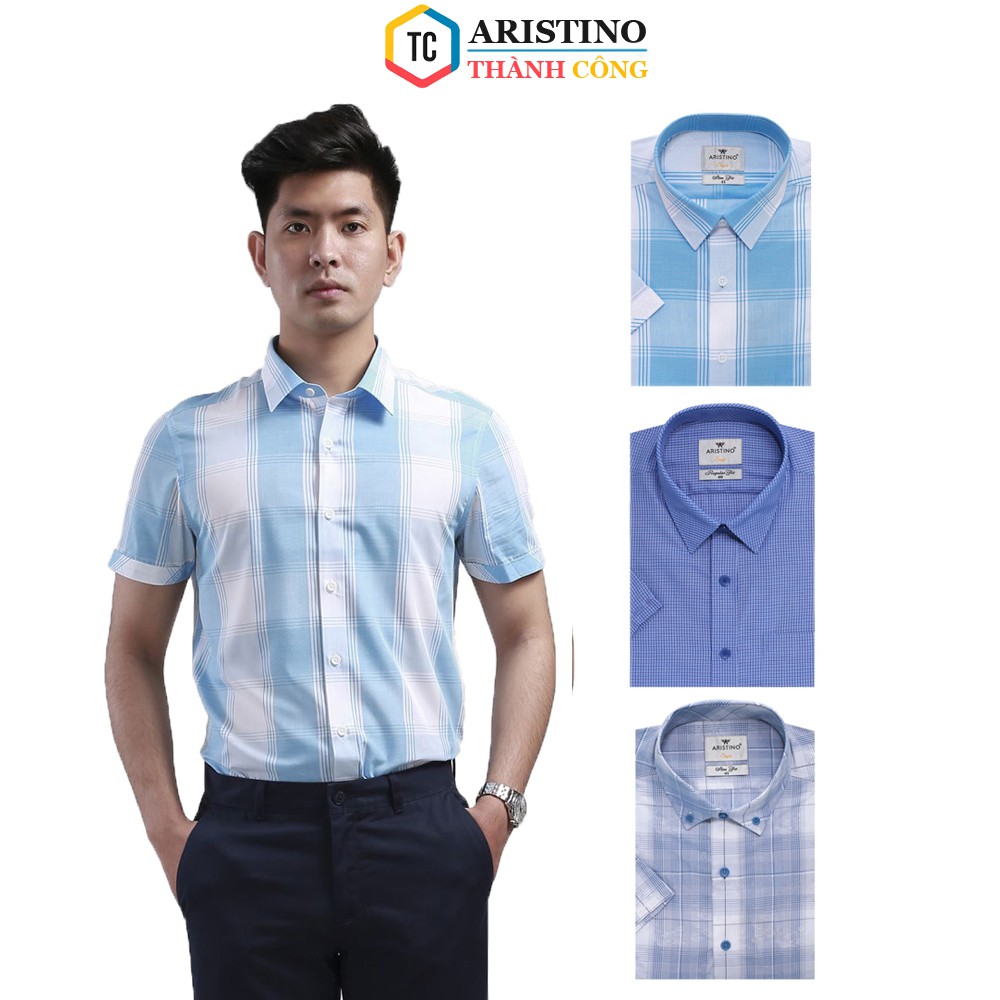 Áo Sơ Mi Nam Ngắn Tay Aristino – ASS083S8, ASS054S8, ASS030S8 Slim, Thoáng Mát, Thấm Hút Mồ Hôi, Hạn Chế Nhăn