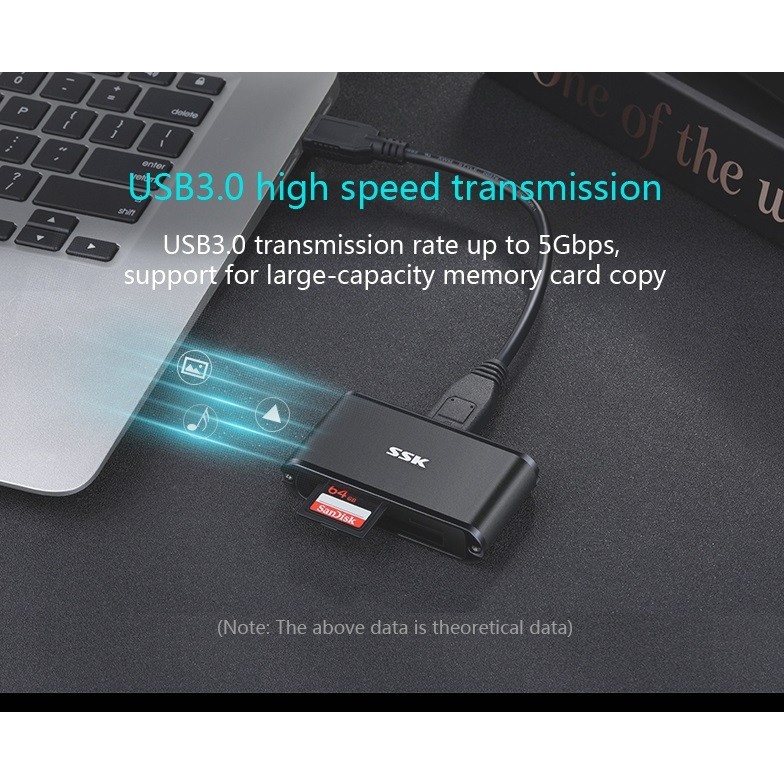  Đầu đọc thẻ nhớ đa năng SSK SCRM630 USB 3.0 - đọc thẻ TF/SD/CF (Đen)