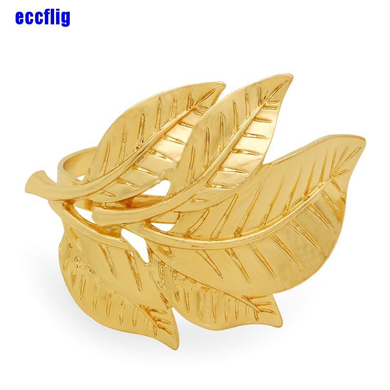 ECC 1Pcs Gold Leaf Napkin Rings for Wedding Party Napkin Holder Metal Napkin Buckle Table Decoration