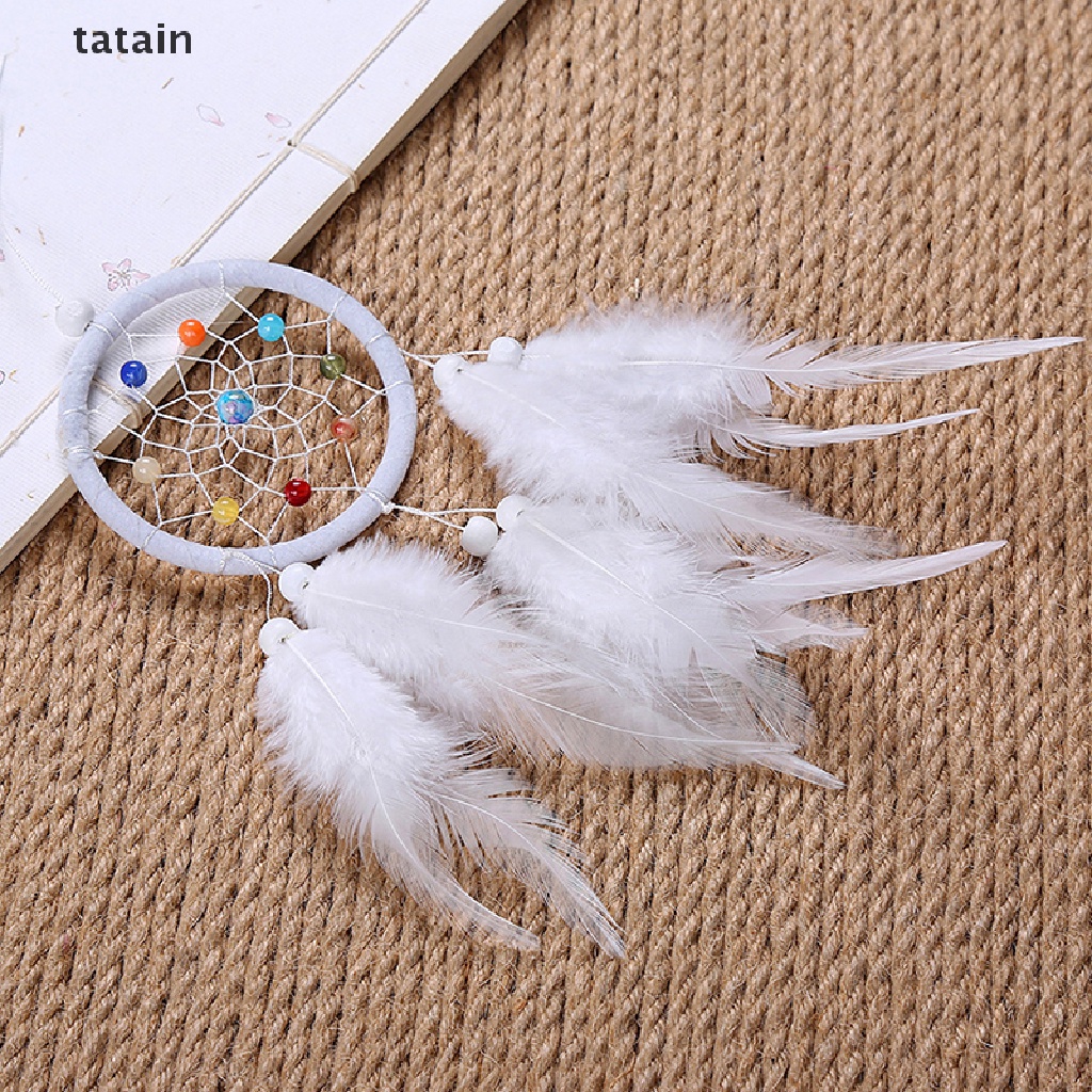 [TAT] Handmade Dream Catcher Hanging With Rattan Bead Feathers Wall Car Decor Ornament CVX