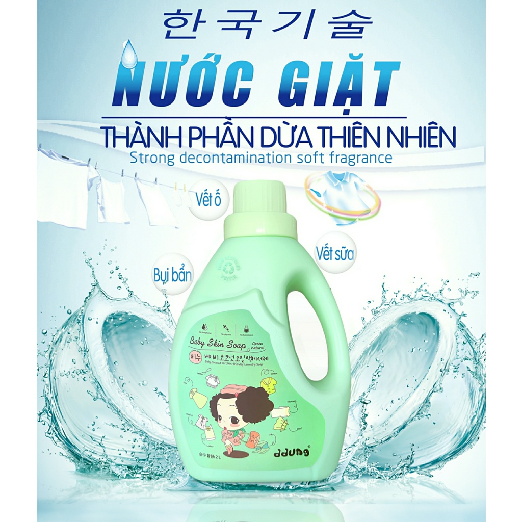[Free ship][1 Thùng 6 Chai] Nước giặt ddung Hàn Quốc giặt siêu sạch,thân thiện làn da không phai màu 12000ml