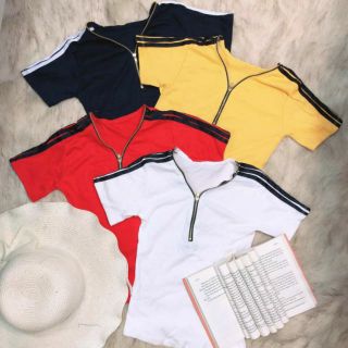 Áo thun body phối dây kéo - Ảnh thật