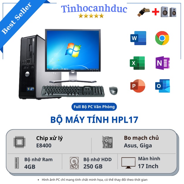 Bộ máy bàn HPL17 Màn hình 17inch, tặng Usb Wifi Loa Nghe Nhạc