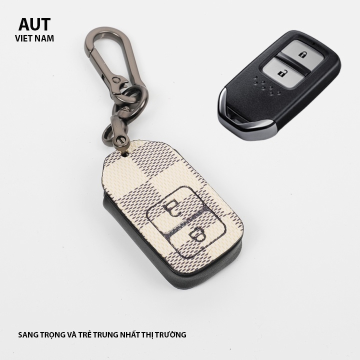 Bao da chìa khóa Smartkey Honda 2 nút (Honda City, CIVIC, ACCORD, CR-V,HR-V,Odyssey) da Canvas L.V xẻ túi