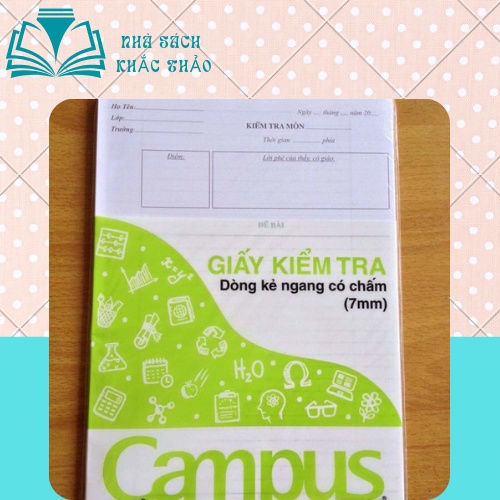 Giấy kiểm tra kẻ ngang Campus có chấm,không chấm (vàng, xanh lá, xanh nước biển)