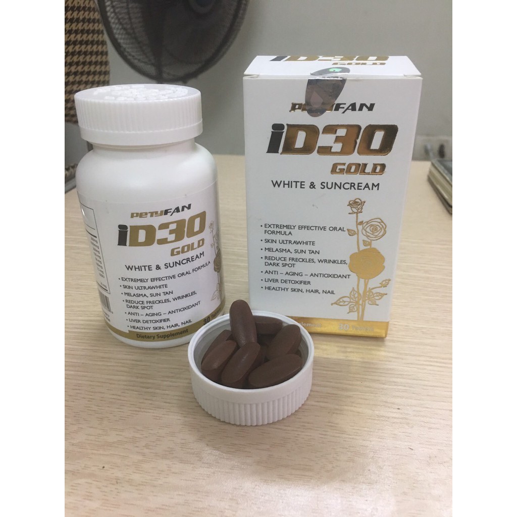 [CHÍNH HÃNG] PETYFAN ID30 GOLD WHITE SUNCREAM - VIÊN UỐNG TRẮNG DA CHỐNG NẮNG ID 30 Gold