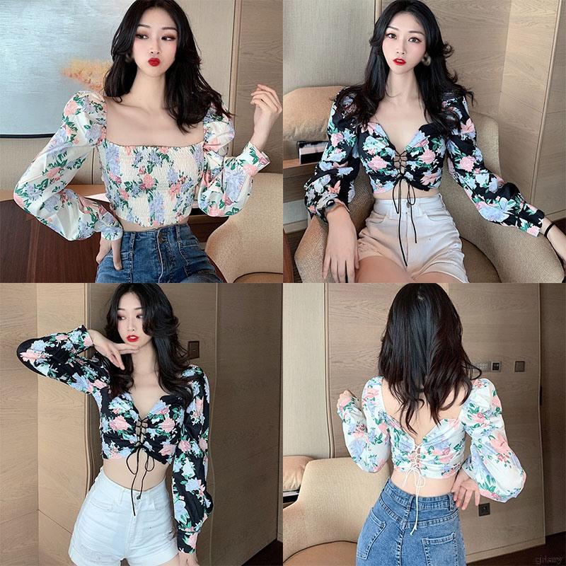 Áo Kiểu Tay Ngắn Phong Cách Hàn Quốc Quyến Rũ Cho Nữ