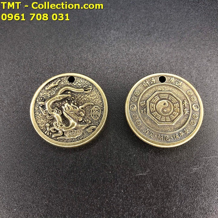 Mặt Đồng Xu Đồng Hình Con Rồng; Đường kính của đồng xu là 3cm; Màu: đồng-TMT Collection-SP002434