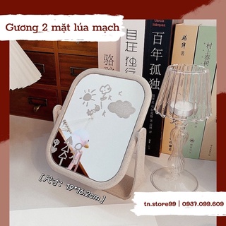 GƯƠNG ĐỂ BÀN XOAY 360 2 MẶT LÚA MẠCH