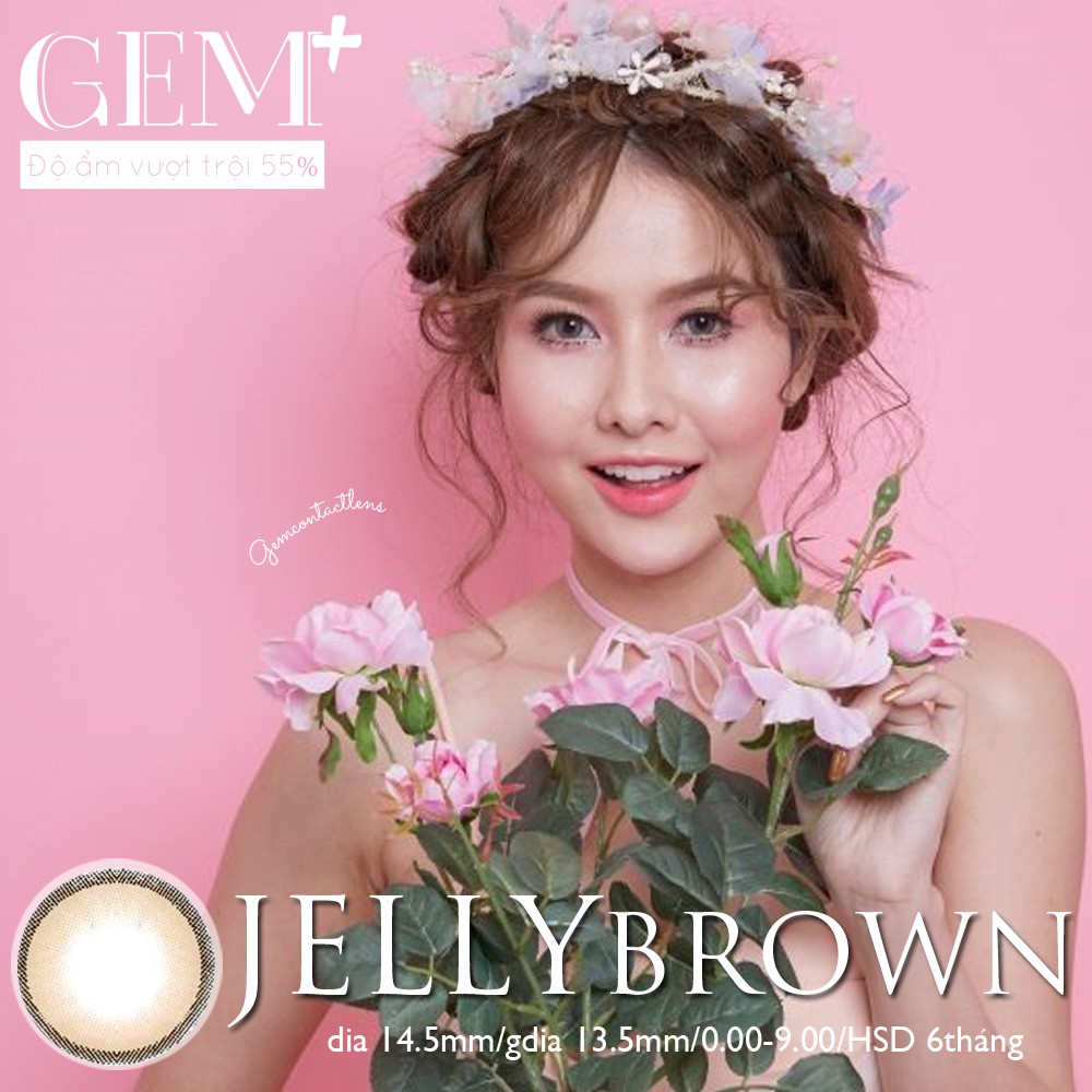 Áp Tròng Giãn Nhẹ JELLY BROWN Ẩm Cao 55% HSD 6 Tháng Lens Nâu Giãn Nhẹ Viền Mỏng Màu Tây Đủ Độ Có Lệch Cho Mắt Nhạy Cảm