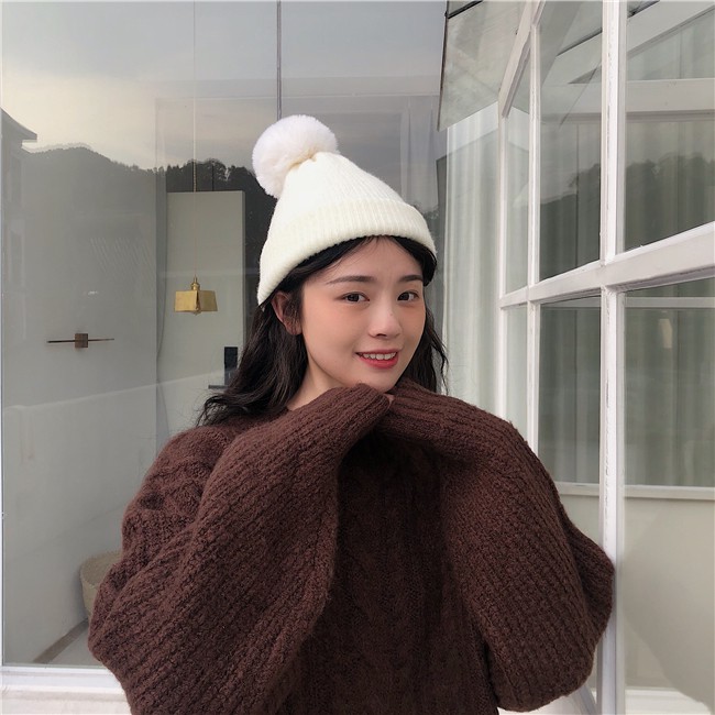 Mũ Len Dệt Kim Màu Trơn Dễ Phối Đồ Thời Trang Thu Đông Phong Cách Hàn Quốc Cho Nữ