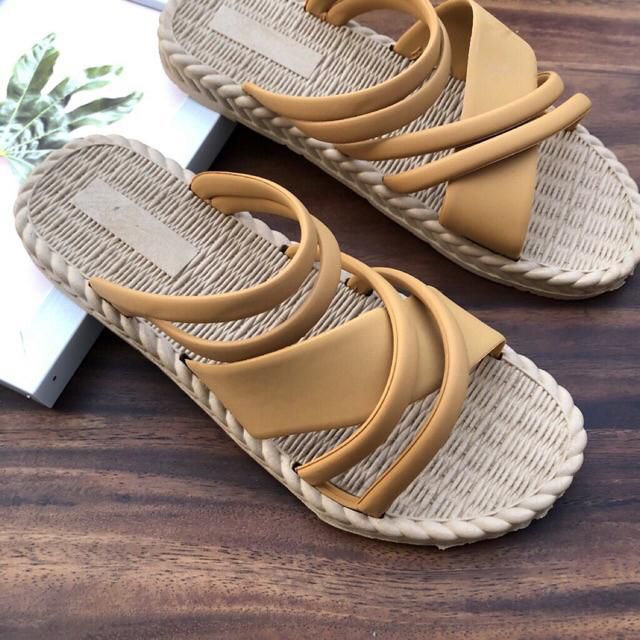 Sandal đế nhựa giả cói siêu dẻo quai chéo bảng