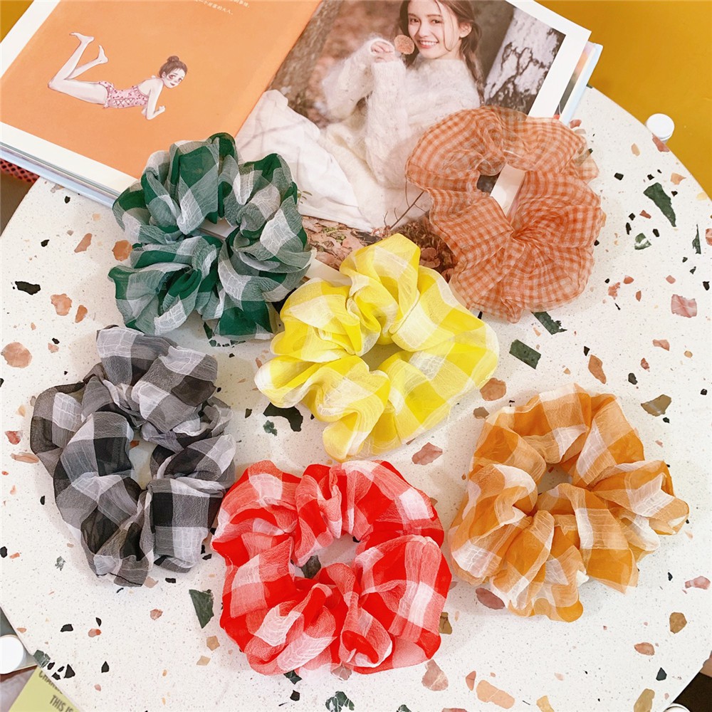 Cột Tóc Vải Scrunchies Caro Chấm Bi Nhiều Hoa Văn Màu Sắc HOT TREND