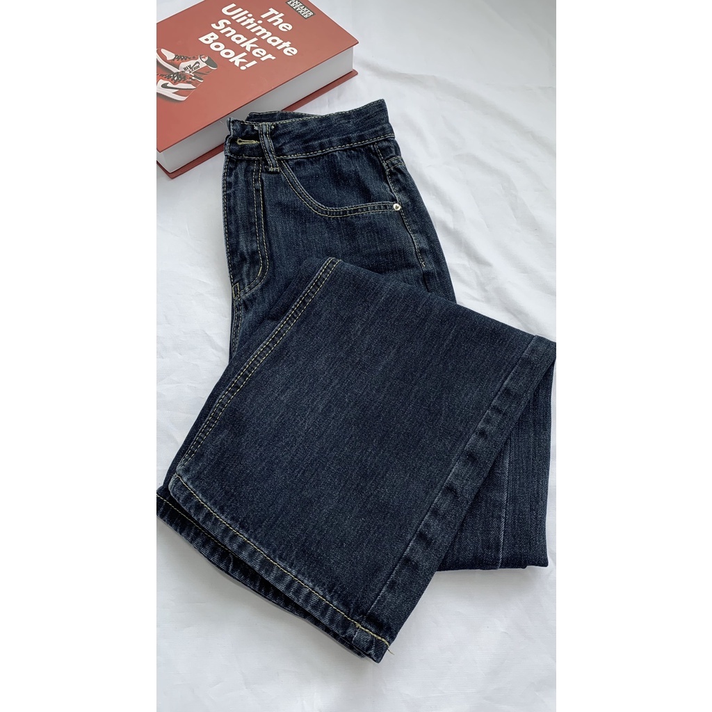Quần jeans dáng suông dài ống rộng vải dày dặn NARI JEANS - Sibling House