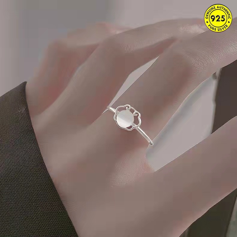 Nhẫn Đeo Tay Hình Ổ Khóa Đá Opal An Toàn Phong Cách Trung Hoa Cổ Điển
