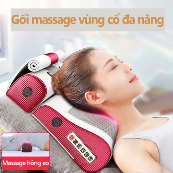 [HÀNG CHẤT] Gối Massage Hồng Ngoại bản nâng cấp có đầu mát xa 8D, Chính Hãng Công Nghệ Nhật Bản, Bảo Hành 1 Năm