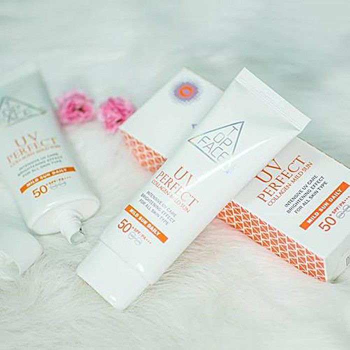 Kem chống nắng TOP FACE UV PERFECT Collagen - Mild Sun SPF+50/PA+++ Hàn Quốc 70ml