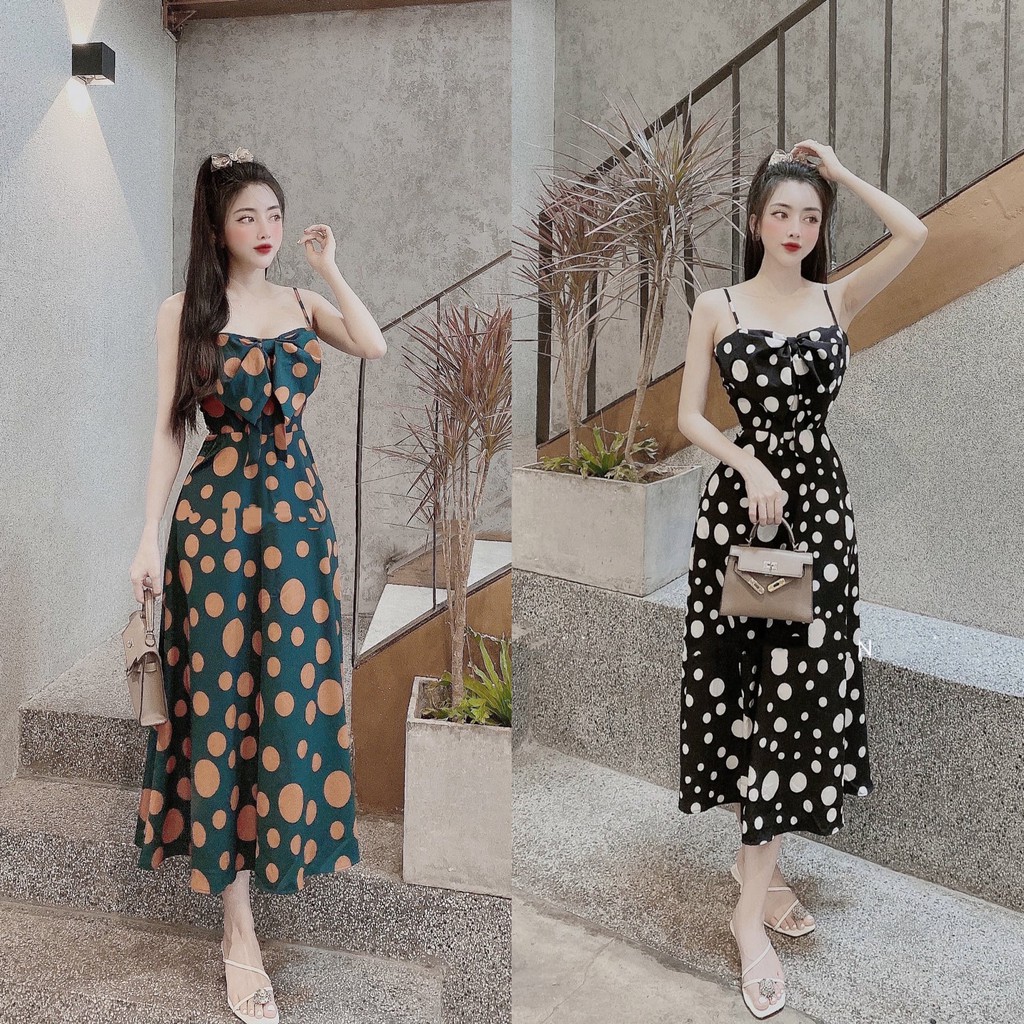 Váy Hoa Nhí, Đầm Maxi Dáng Dài Hai Dây Nhẹ Nhàng Nữ Tính Đi Tiệc Đi Chơi Đều Xịn