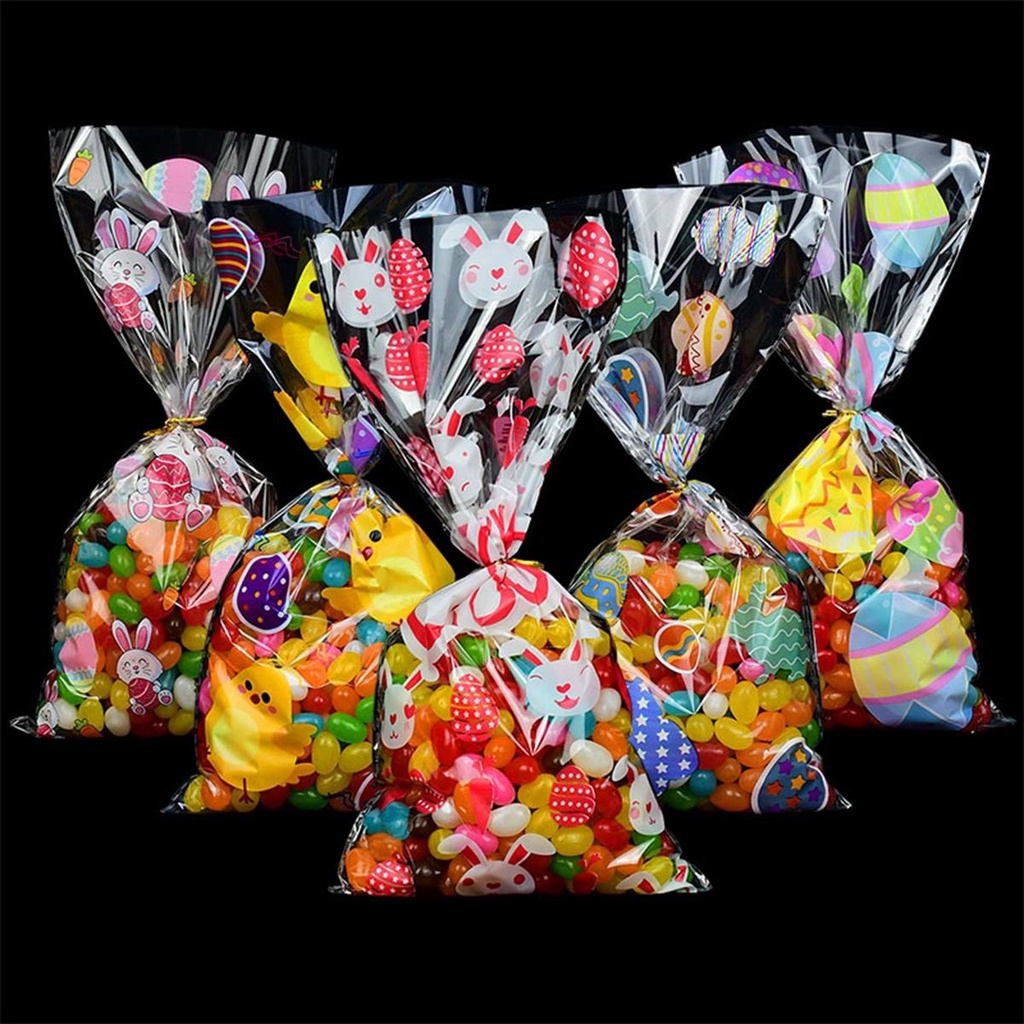 Set 50 Túi Đựng Kẹo Họa Tiết Thỏ Và Chim