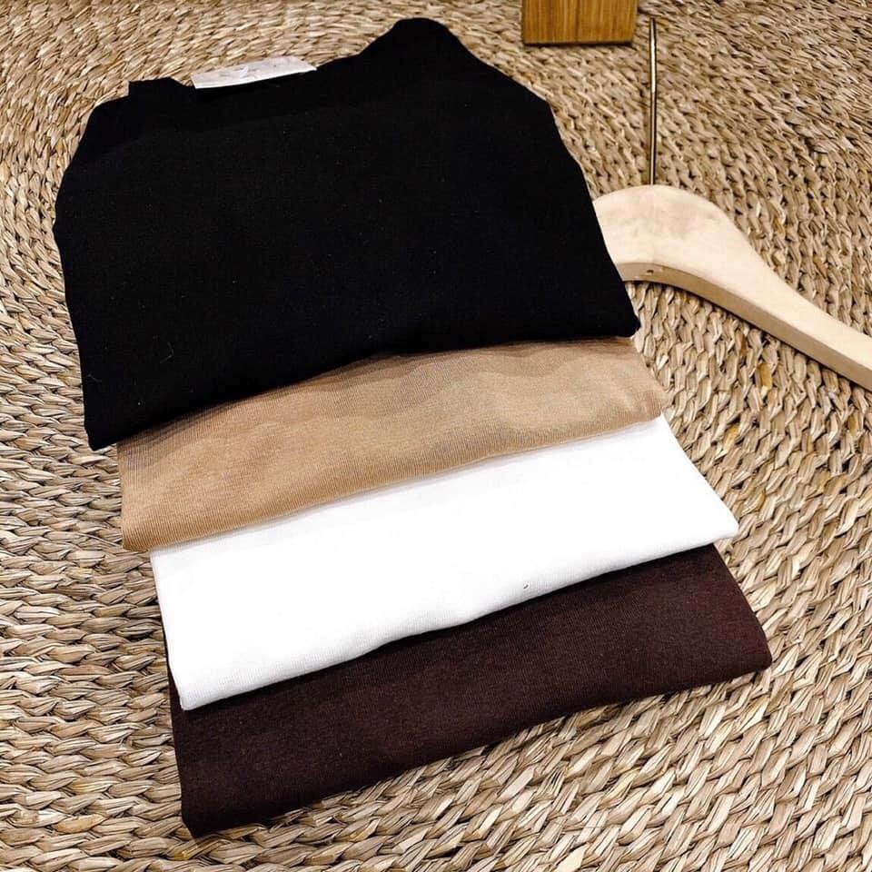 [Mã WARN30 hoàn 15% xu đơn 150k] Áo Thun Trơn Body Cổ Lọ Dài Tay Chất Zip Co Giãn Màu Đen/ Be/ Nâu/ Trắng | BigBuy360 - bigbuy360.vn