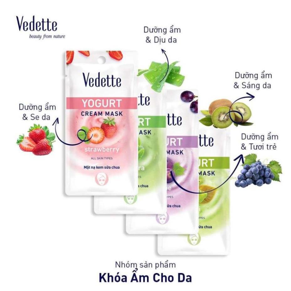 [Rẻ Vô Địch] Combo 12 Mặt Nạ Kem Sữa Chua 10ml Vedette - Dưỡng ẩm và Se khít lỗ chân lông