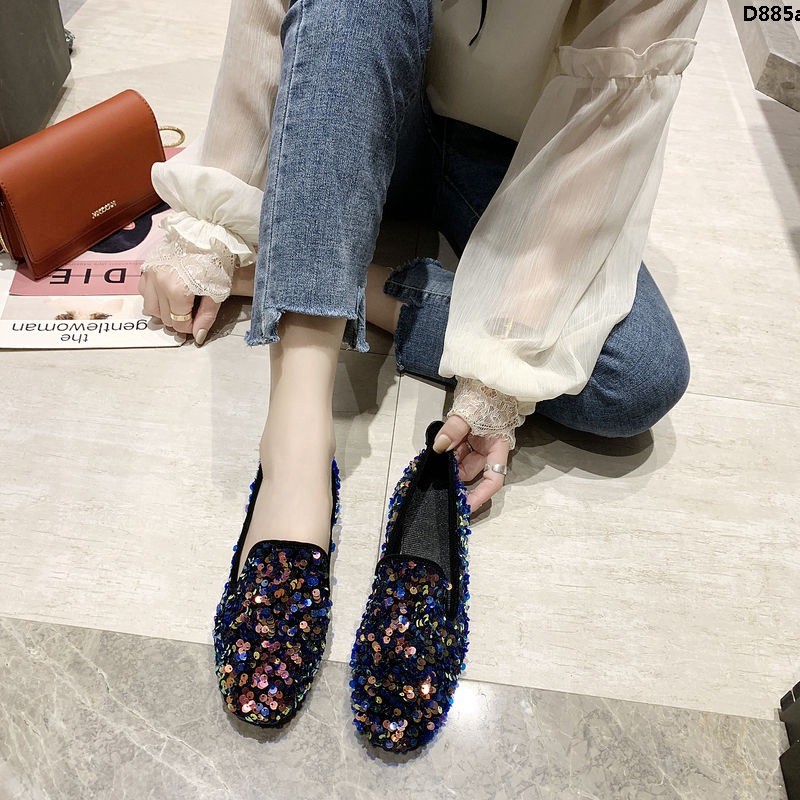 Nữ Phiên Bản Hàn Quốc Kim Cương Nữ Đơn Kim Cương Tất Cả Trận Đấu Mùa Hè Thu Giày Lười Hợp Thời Trang Đậu Hà Lan 2020 Giày Nước Đế Mềm <