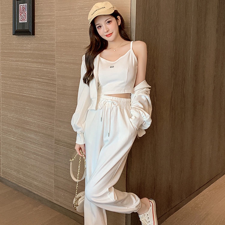 Set đồ thể thao nữ dài tay cổ tròn thời trang Hàn