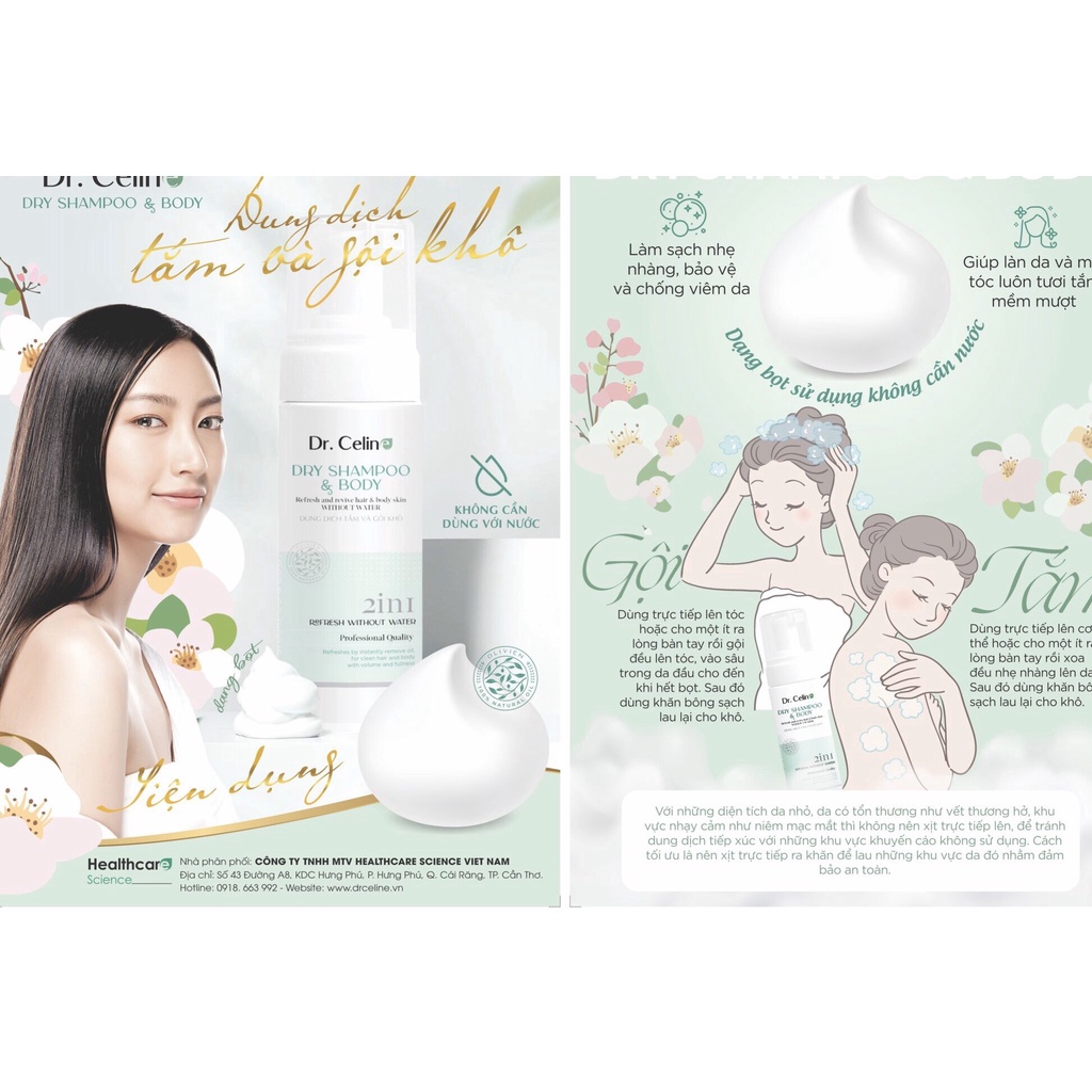 Tắm và gội đầu khô Dr.Celine Dry Wash & shampoo