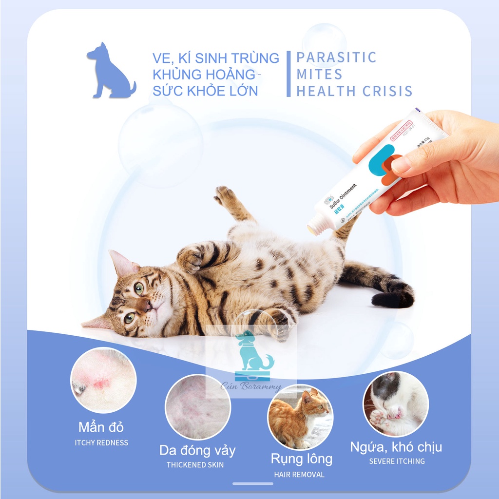 Kem bôi ghẻ cho chó mèo Sufur Ointment-Tuyt mỡ chống nấm ngứa ghẻ ve bôi ngoài da cải thiện rụng lông cho thú cưng