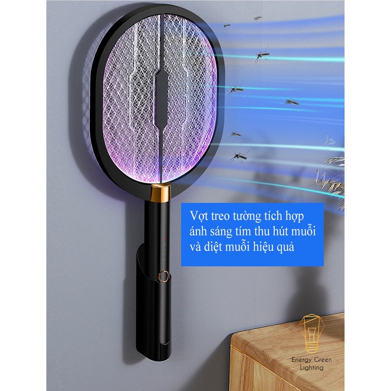 [PIN TRÂU] Vợt Bắt Muỗi Energy Green Lighting  XQN-898 Kiêm Đèn Thu Hút Muỗi , Diệt Muỗi Để Bàn , Treo Tường Tiện Lợi
