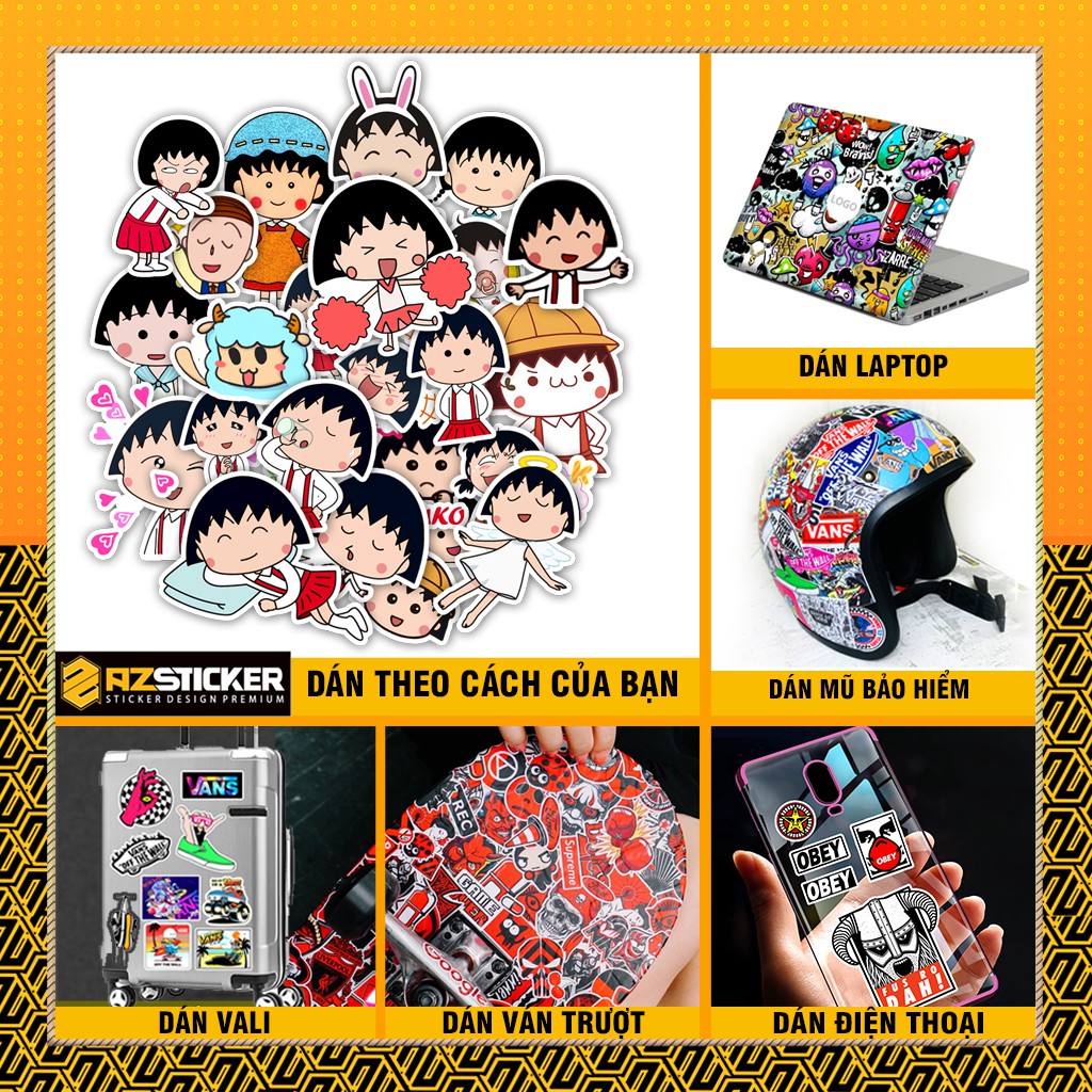 Sticker Maruko Đáng Yêu Chất Liệu Chống Nước | STK111 | Hình Dán Sticker Dán Điện Thoại Laptop Điện Thoại Sổ Vở